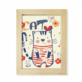 thumbnail image 1 of Cartoon Cute Cat Bird Flower Drawing Desktop Adorn Photo Frame Display Art Painting Wooden, 1 of 3