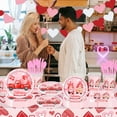 thumbnail image 2 of Valentine Tableware Valentines Party Supplies Disposable Heart Party Plates Napkins Cups Banner Heart Decor for Romatic Night Design3 Serves 24, 2 of 8