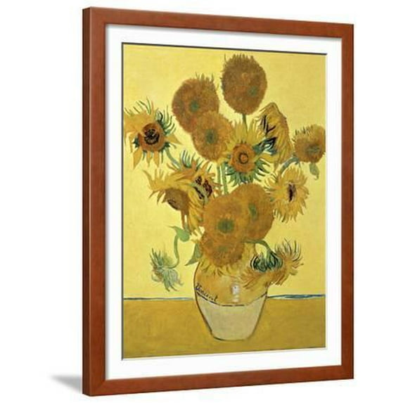 Vase of Fifteen Sunflowers, c.1888, Botanical Seasons Framed Art Print Wall Art by Vincent van Gogh
