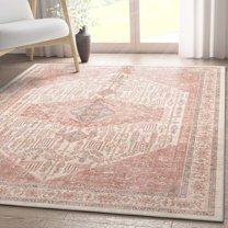 Well Woven Apollo Flatwoven San Marino Beige Coral 5'3" x 7'3" Area Rug