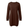 thumbnail image 5 of UJNDER Sweatshirt Dress for Women Knitted Pullover Long Sleeve Pocket Casual Winter Coffee M, 5 of 5
