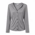 thumbnail image 5 of Favoffer Women's Tencel Sun Protection Cardigan Hooded Long Sleeve Slim Fit Soft Korean Gentle Lightweight Summer Outdoor Coat Blouse, 5 of 5