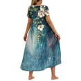 thumbnail image 6 of Viikei Dresses for Women Summer Casual Boho Dress,Women's Flower Printing Casual Short Sleeve Crewneck Dress Casual Flowy Tiered Maxi Beach Dress Navy S, 6 of 6
