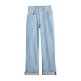thumbnail image 6 of LEKODE Womens Jeans Baggy Pants Women Work Pants Work Pants Women Jeans for Women Trendy Straight Leg Jeans Palazzo Pants for Women Dress Pants Women's Straight Leg Jeans Light Blue L, 6 of 6