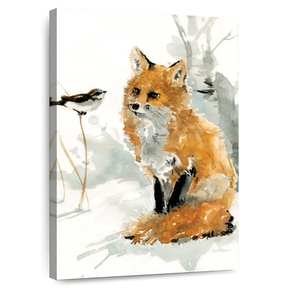 Elephant Stock Fox And Friend Wall Art - Vertical Canvas Wall Art - Living Room Wall Decor - Animal Canvas - White And Orange Decor By Carol Robinson - 8" x 12"