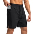 thumbnail image 4 of PUZTLOY Men's Running Shorts with Zipper Pockets Lightweight Quick Dry Basketball Gym Workout Athletic Shorts Grey S-3XL, 4 of 10
