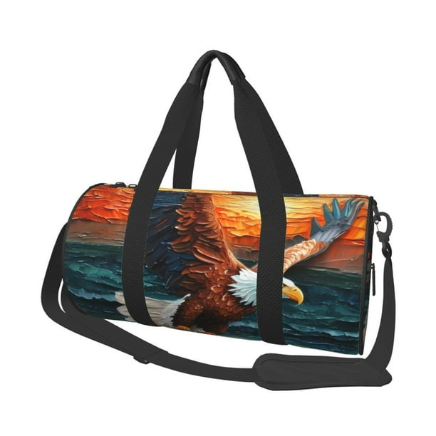 Balery Textured Bald Eagle Bolsa de Gimnasio para Mujeres y Hombres, Bolsa de Viaje Impermeable, Bolsa de Fin de Semana con Compartimento para Zapatos y Bolsillo Húmedo