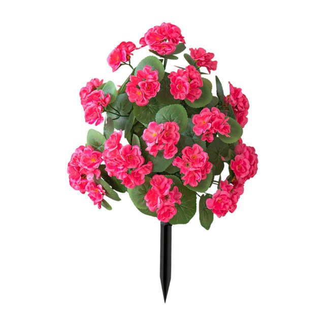 Estaca de flores de Begonia, flores artificiales, adorno de arte del patio, vegetación de imitación falsa para Patio del patio trasero del Rosa rojo