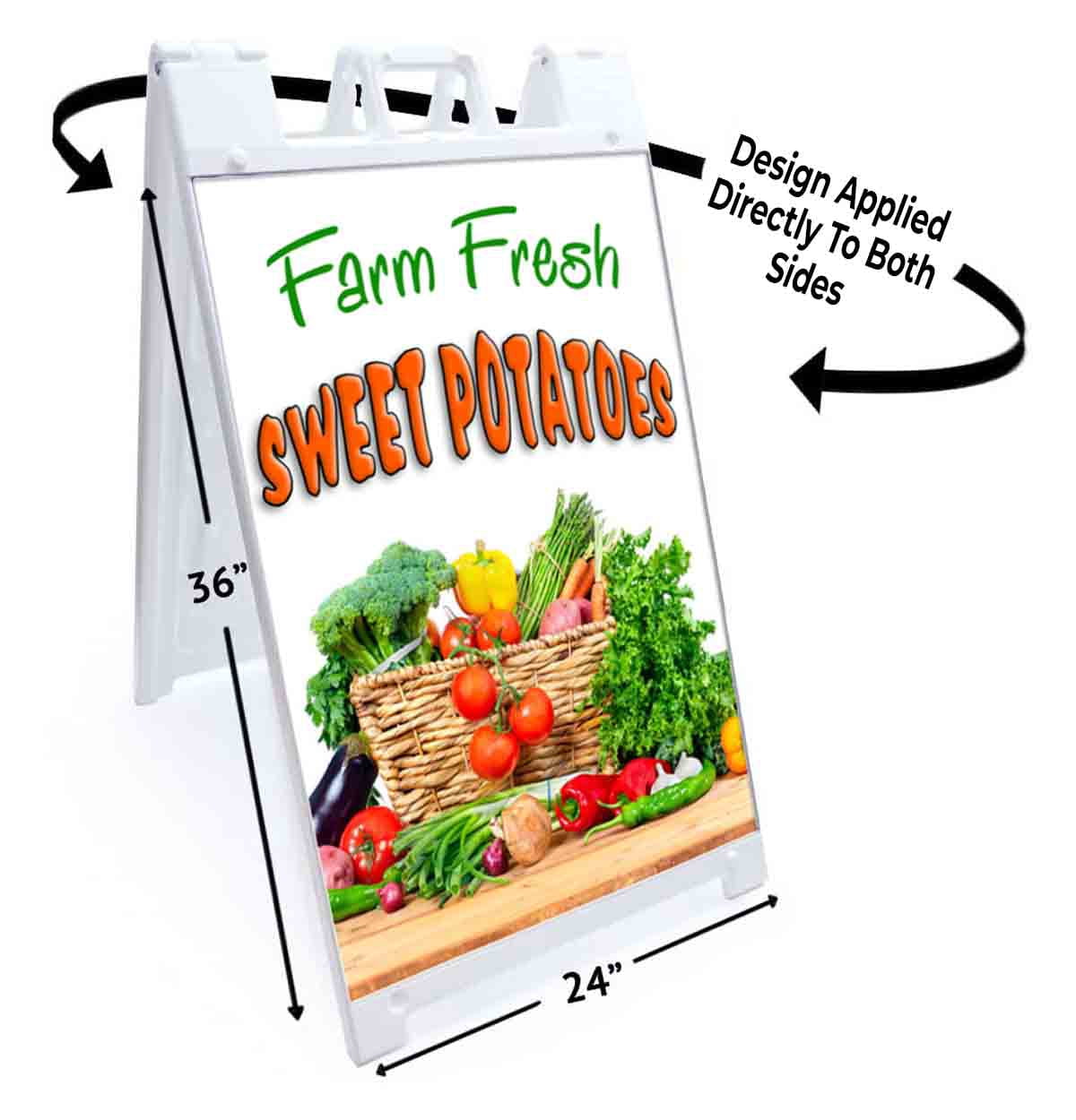 Farm Fresh Sweet Potatoes (24" X 36") Standard A-Frame Signicade, Includes Decal Applied To Stand