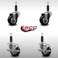 thumbnail image 2 of 3 Inch SS Black Poly Wheel Swivel 1 Inch Expanding Stem Caster Set 2 Brakes SCC, 2 of 2