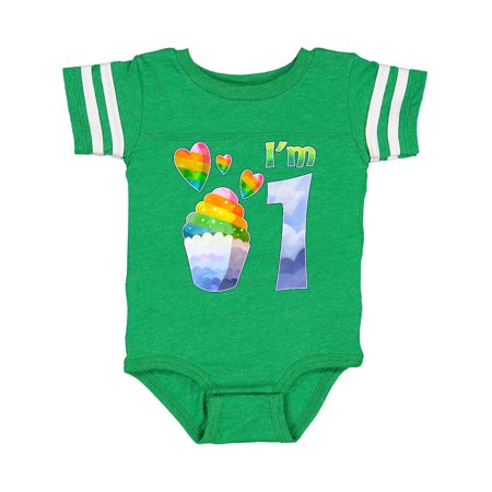 

Inktastic I m 1 Cute Rainbow Unicorn with Stars and Hearts Gift Baby Boy or Baby Girl Bodysuit