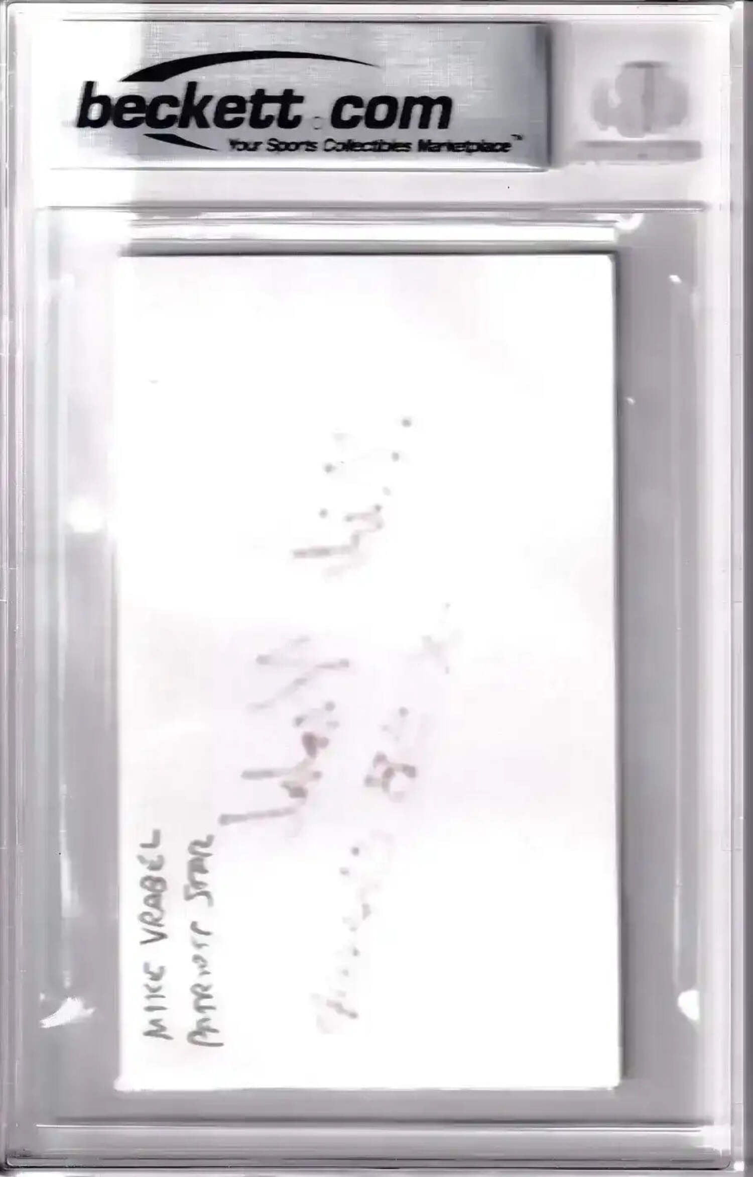 Mike Vrabel signed index card with 3X SB Champ BAS certified Patriots