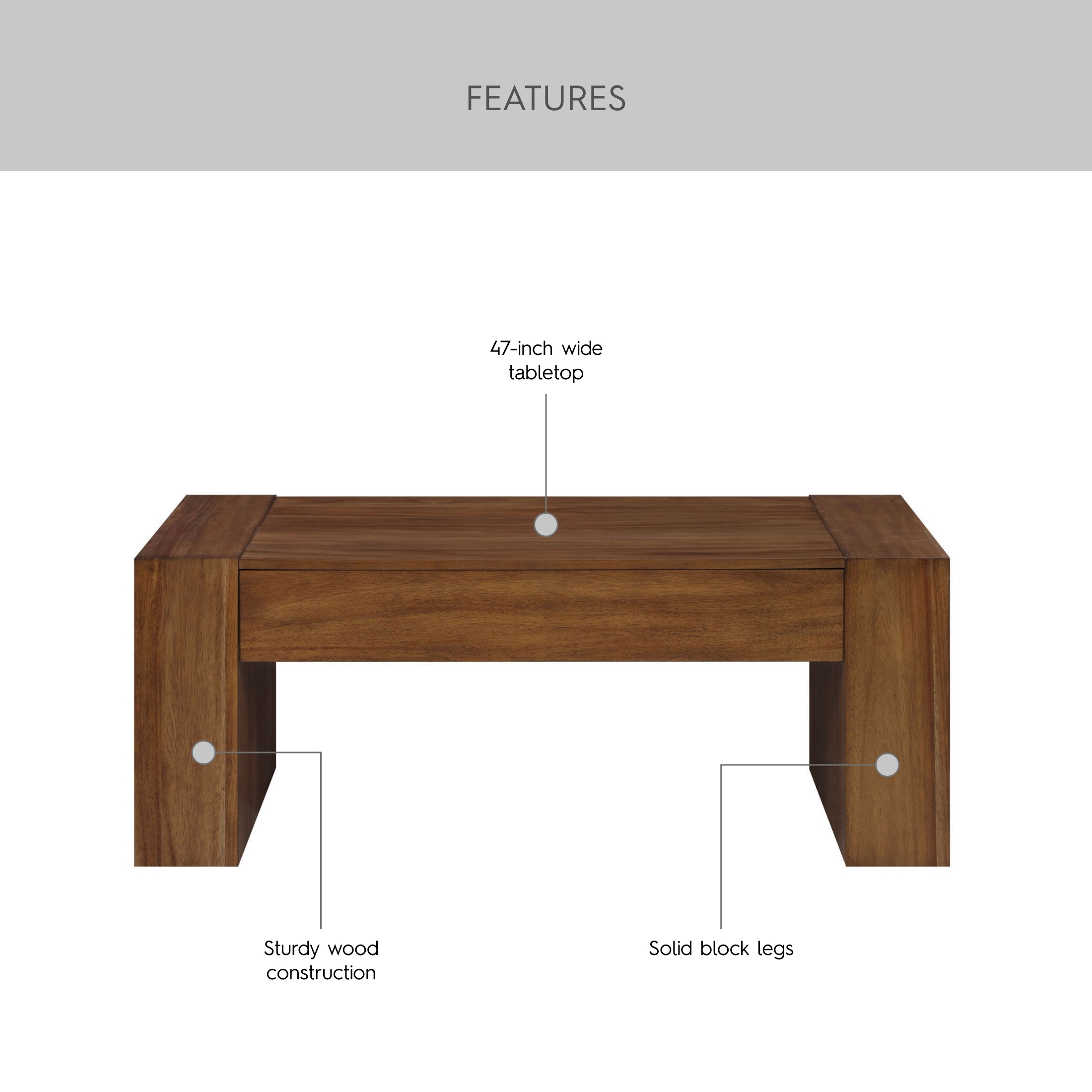 Better Homes & Gardens Ezra Oversized Coffee Table, Walnut photo 4