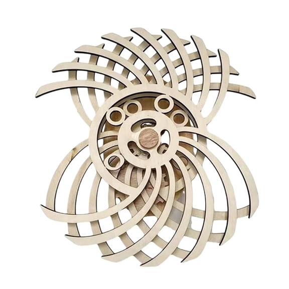 Handmade Retro Dynamic Sculpture Wall Art Wooden Windmill Reverse Statue for Living Room Home Decoration B