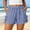 Navy, variant on Beach Shorts For Women Summer Elastic Waist Beach Side Detail Plaid Office Casual Travel Weekend Resort Everyday Style Daily Outfit Ready Relaxed Vacation Look Blue 3XL