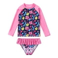 thumbnail image 2 of ESHOO Toddler Girls Rashguard Swimsuit Set, Little Girl Long Sleeve Floral Ruffled Bathing Suits Swimwear, 2 Pieces, 3-9T, 2 of 8