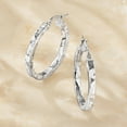 thumbnail image 3 of Ross-Simons Italian Sterling Silver Hammered Hoop Earrings, Women's, Adult, 3 of 5