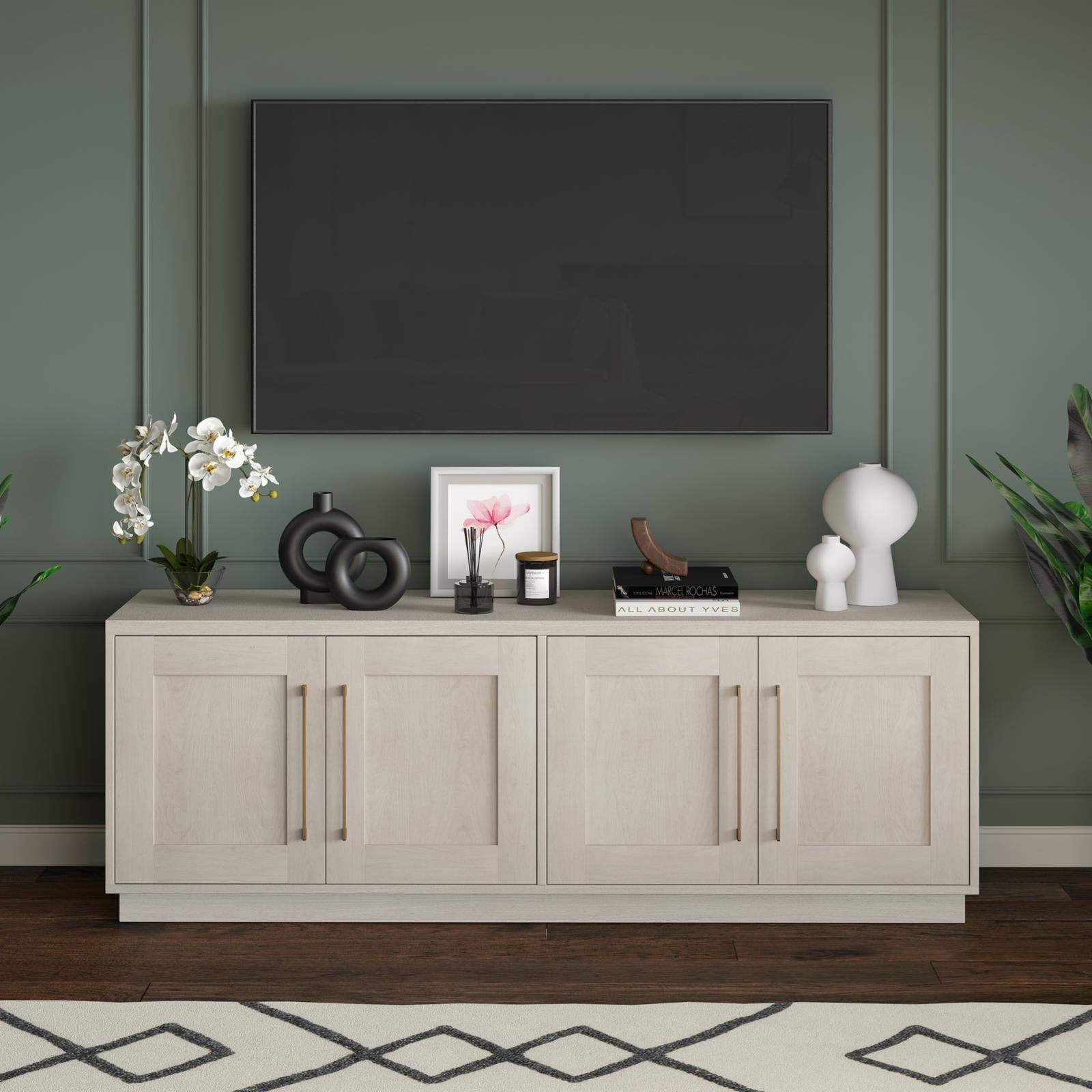Evelyn&Zoe Tillman Rectangular TV Stand for TV's up to 75", Alder White