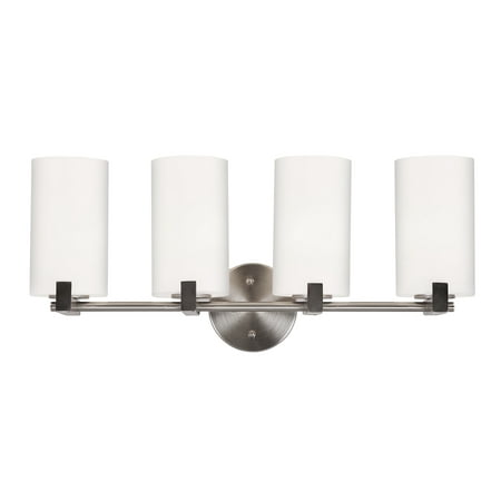 Design House 577536 Eastport Classic Contemporary 4-Light Indoor Dimmable Bathroom Vanity Light with Frosted Glass for Over the Mirror, Satin