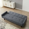 thumbnail image 2 of 75" Convertible Sleeper Sofa with 3 Adjustable Positions, Linen Fabric Futon Sofa Bed with 5 Support Legs and Tufted Buttons, Modern Loveseat Couch for Living Room Bedroom Office, Dark Grey, 2 of 7