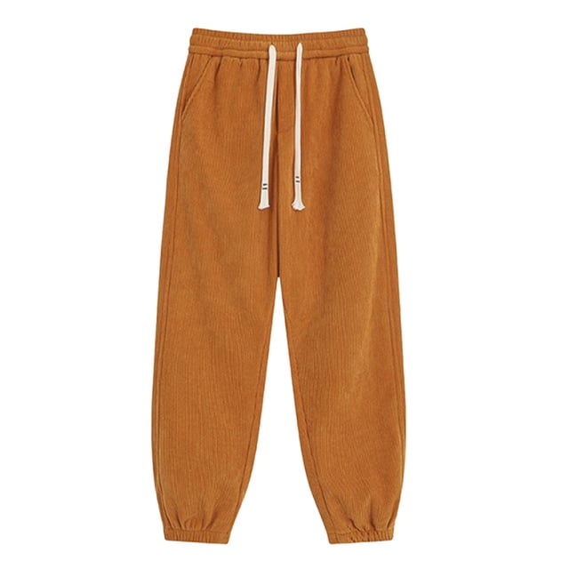 Men's New Casual Trend Solid Color Corduroy Drawstring Pants Large Size Pants