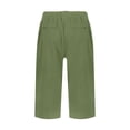 thumbnail image 7 of ASDFVBKG Linen Capri Pants for Women Dressy Casual Bermuda Shorts Knee Length Elastic Waist Trendy Summer Bermuda Shorts with Pockets Light Green 2XL, 7 of 7