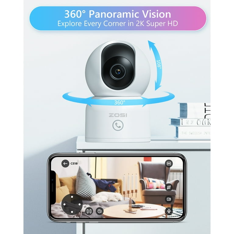 ZOSI WiFi Security Camera, 3MP 360Â° Smart Indoor Camera, Human