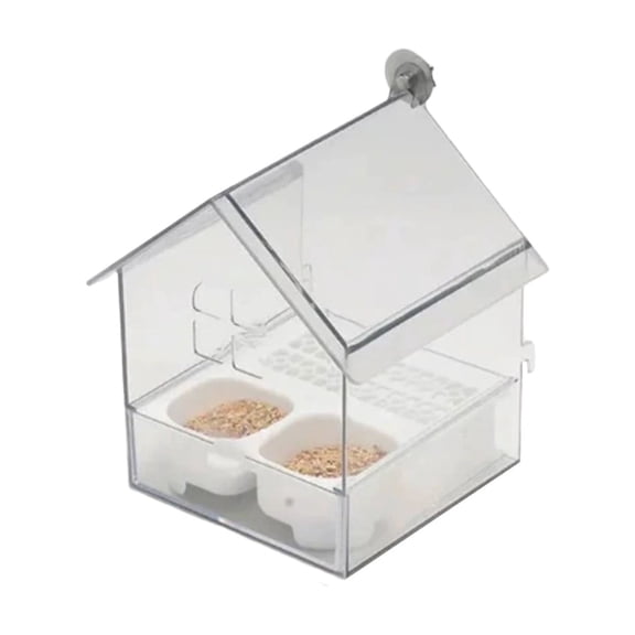 YFGEFTR Pull-Out External Parrot Feeder, No Mess Bird Feeder, Decorative Transparent Bird Bath Tub with Two Food Slots, Easy to Fill Hold and Clean, Suitable for Parrot & Finch