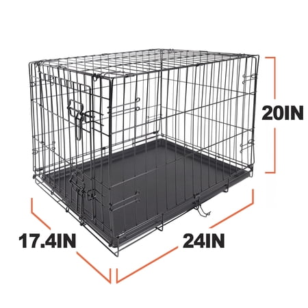 VIBRANT LIFE FOLDABLE 24″ METAL DOG TRAINING CRATE WITH DIVIDER PANEL AND LEAK-PROOF TRAY