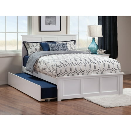 Luxury Platform Bed with Trundle - Twin Size, Matching Footboard, Cozy Bedroom Furniture