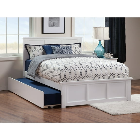 Luxury Platform Bed with Trundle - Twin Size, Matching Footboard, Cozy Bedroom Furniture