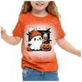 thumbnail image 1 of T-Shirt Décontracté à Manches Courtes Imprimé Mignon d'Halloween pour Filles, Col Rond, Idéal pour Jouer et les Fêtes, 1 of 4