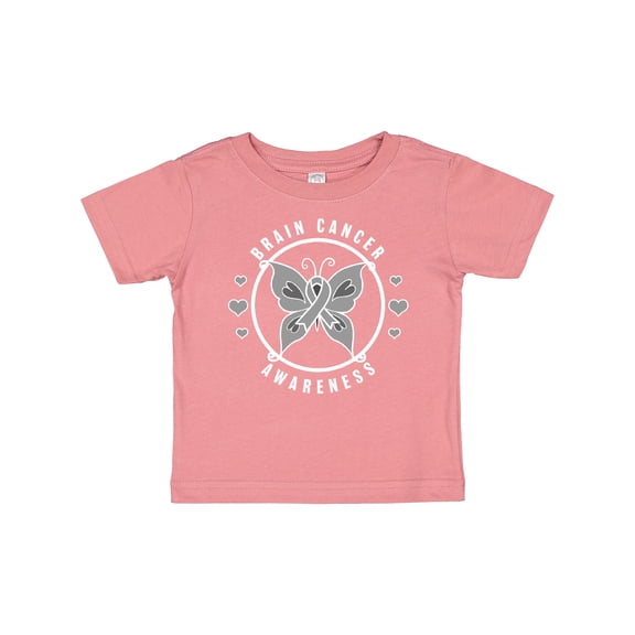 Inktastic Brain Cancer Awareness with Grey Ribbon and Butterfly Boys or Girls Baby T-Shirt