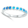 thumbnail image 4 of CHOOSE YOUR COLOR Blue Simulated Opal Round Circle Stackable Ring .925 Sterling Silver Band CZ Female Size 5, 4 of 4