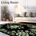 thumbnail image 2 of ODIKA 8'x10' Machine Washable Non-Slip Area Rug, Heritage Bloom Vintage Naturalist Illustration Display High Traffic Rug, Black, 565228, 2 of 7
