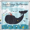 thumbnail image 1 of Whimsical Halloween Shower Curtain with Black Cat & Pumpkin Design, 1 of 4