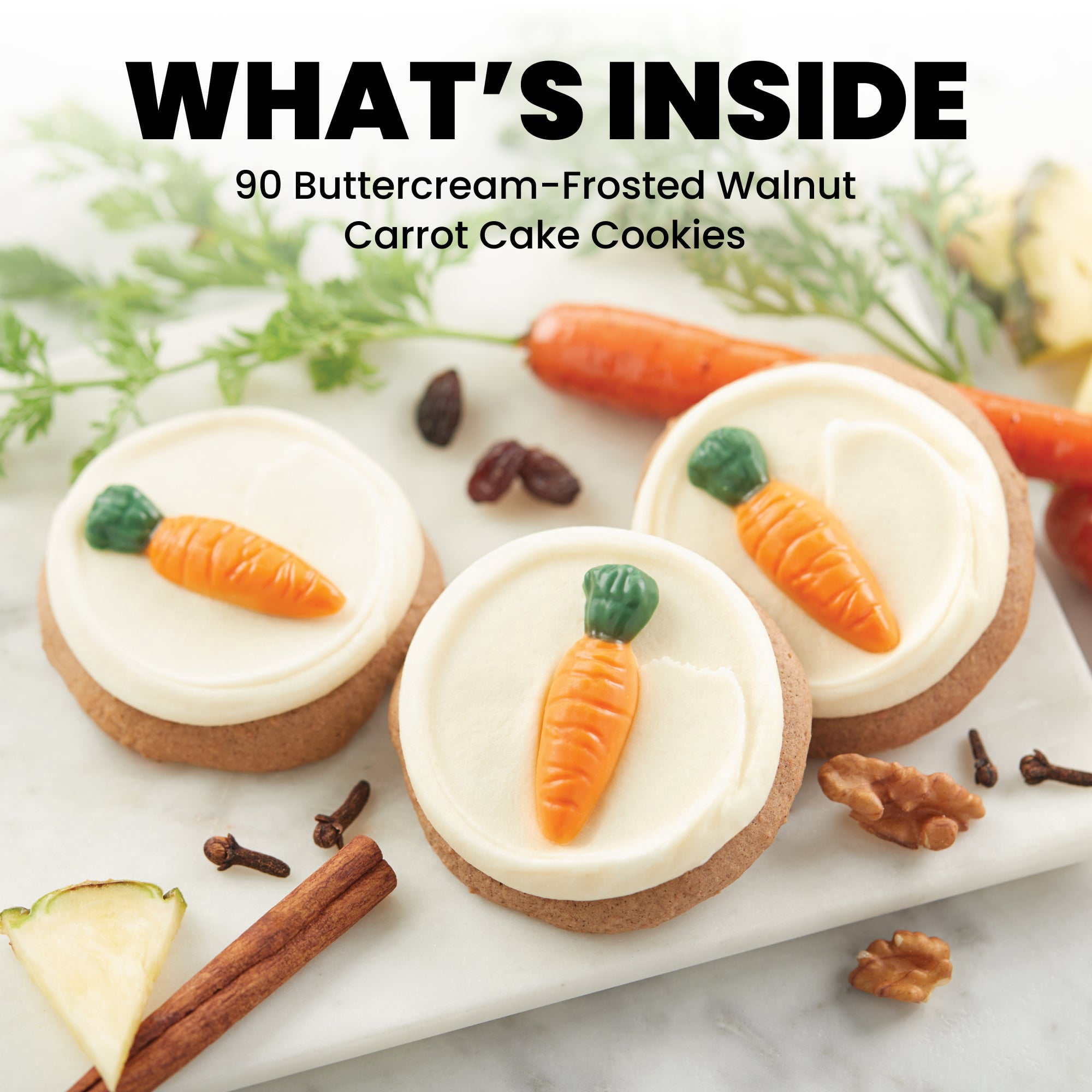 Cheryl's Cookies® Buttercream-Frosted Walnut Carrot Cake Cookies 90ct Case, Cookies Individually Wrapped, Fresh-Baked, Kosher, Bulk Value Gift Pack, Snack, Treats, Desserts