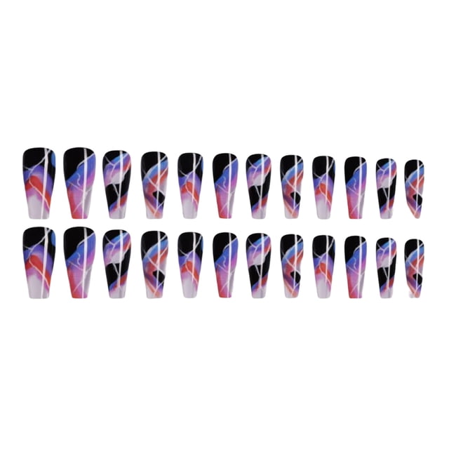 Soidarity Uñas postizas de ataúd de longitud, resistentes a los arañazos, uñas a presión, punta de uñas removible, pegatinas de manicura ajustables Arte de uñas tipo 31 Soidarity CE012296-31B