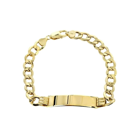 Semi Solid Women ID Cuban Bracelet 10K/14K Yellow Gold