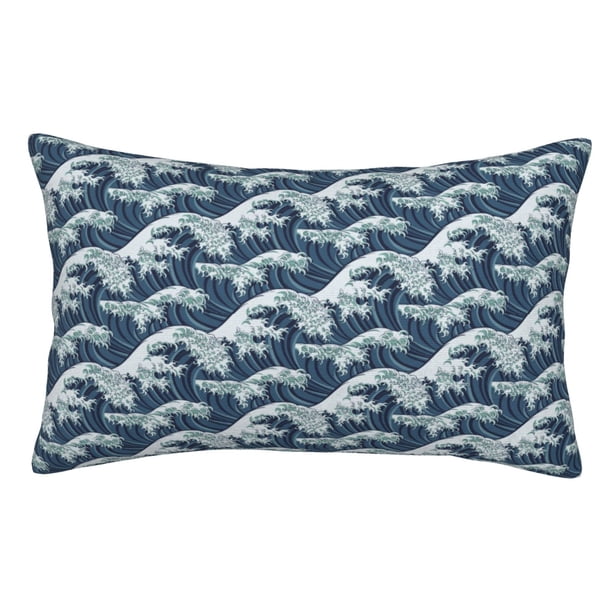 Fotbe A Japanese Great Wave Funda de Almohada Decorativa Estilo Occidental, Lujo en Algodón, Fundas para Almohadas King, Cojín Estampado para Decoración del Hogar-16"x24"