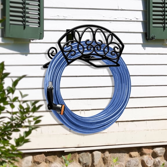 Metal Garden Hose Holder That Can Be Mounted on a Wall Or Used As a Standalone Heavy-Duty Rack, Featuring a Rust-Resistant Design with Spikes for Better Stability, Ideal for Outdoor Lawns And Patio