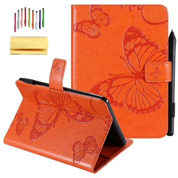 Kindle Paperwhite Case,Allytech Embossed with Butterfly Folio Stand Wallet Case with Cards/Cash Holder for Kindle Paperwhite (Fits All-New 10th Generation 2018/All Paperwhite Generations),Orange