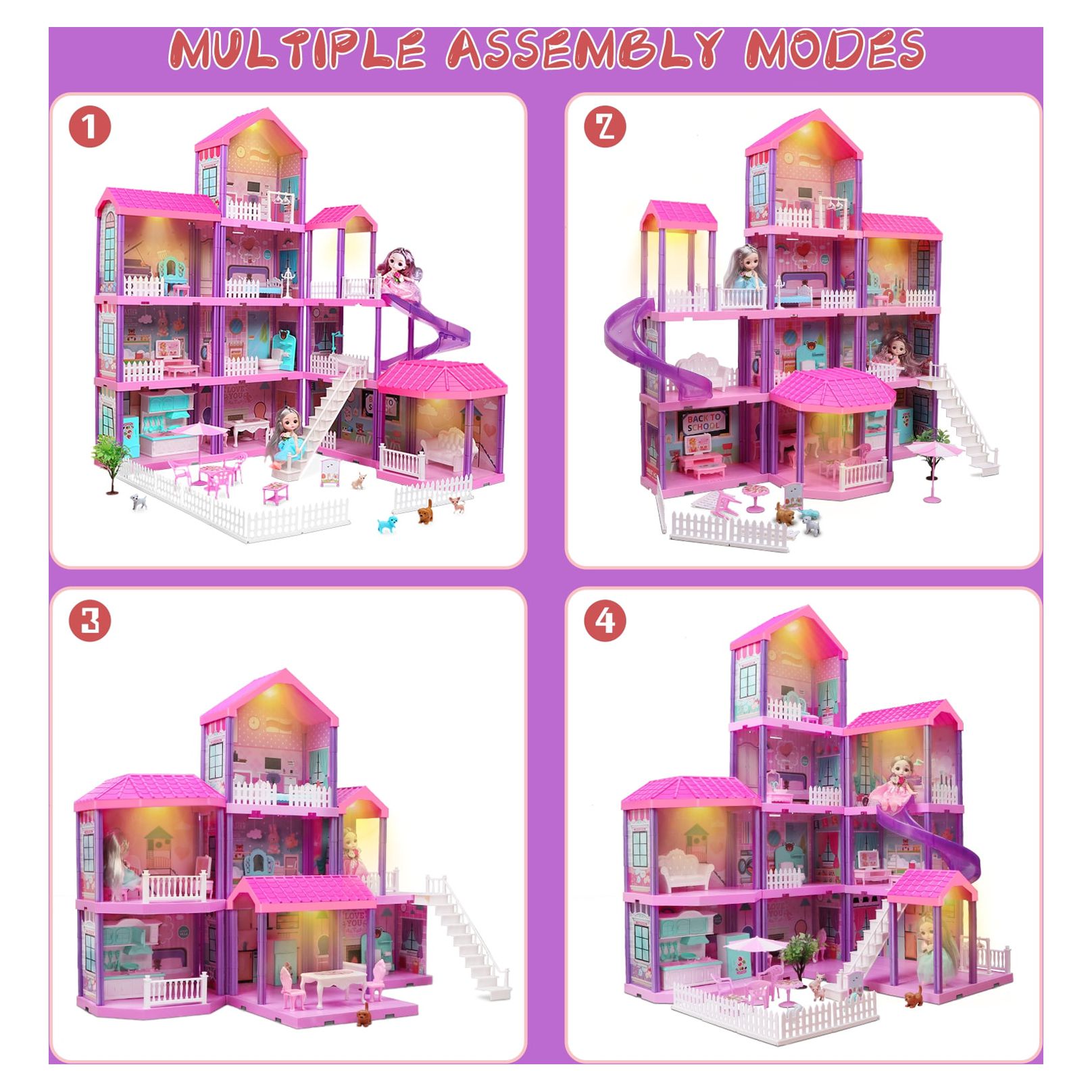 Carsky 36-Inch Dollhouse Playset, 11 Rooms with Lights photo 2