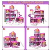 Carsky 36 inch Dollhouse Playset Girl Toys, 11 Rooms with Doll Toy Figures Toddler Playhouse Christmas Birthday Gifts for 3 4 5 6 7 Year Old Girls
