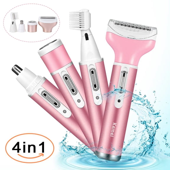 PENGXIANG Electric Shaver for Women, 4 in 1 Rechargeable Waterproof Razor Painless Epilator Bikini Trimmer Lady Grooming Kit for Body Face Eyebrow