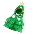 thumbnail image 2 of Luckky Pet Christmas Tree Costume, Green Ruffled Xmas Tree Hooded Outfit with Golden Star & Colorful Pom Poms, Holiday Cosplay Clothes for Cats Small Dogs, Christmas Party Photo Prop, 2 of 5