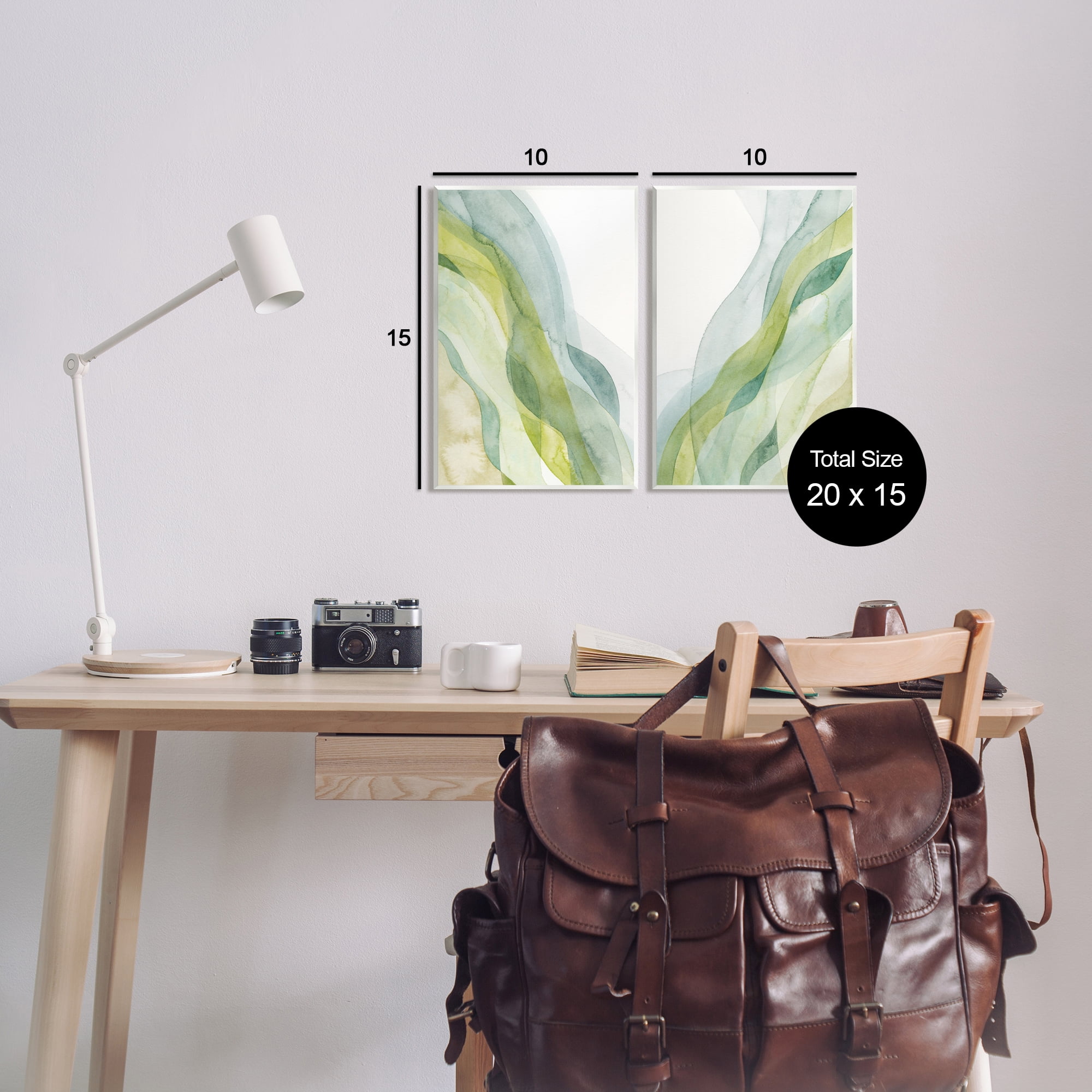 Stupell Industries Abstract Green Waves Abstract Painting Unframed Art Print Wall Art, 10 x 15, Set of 2