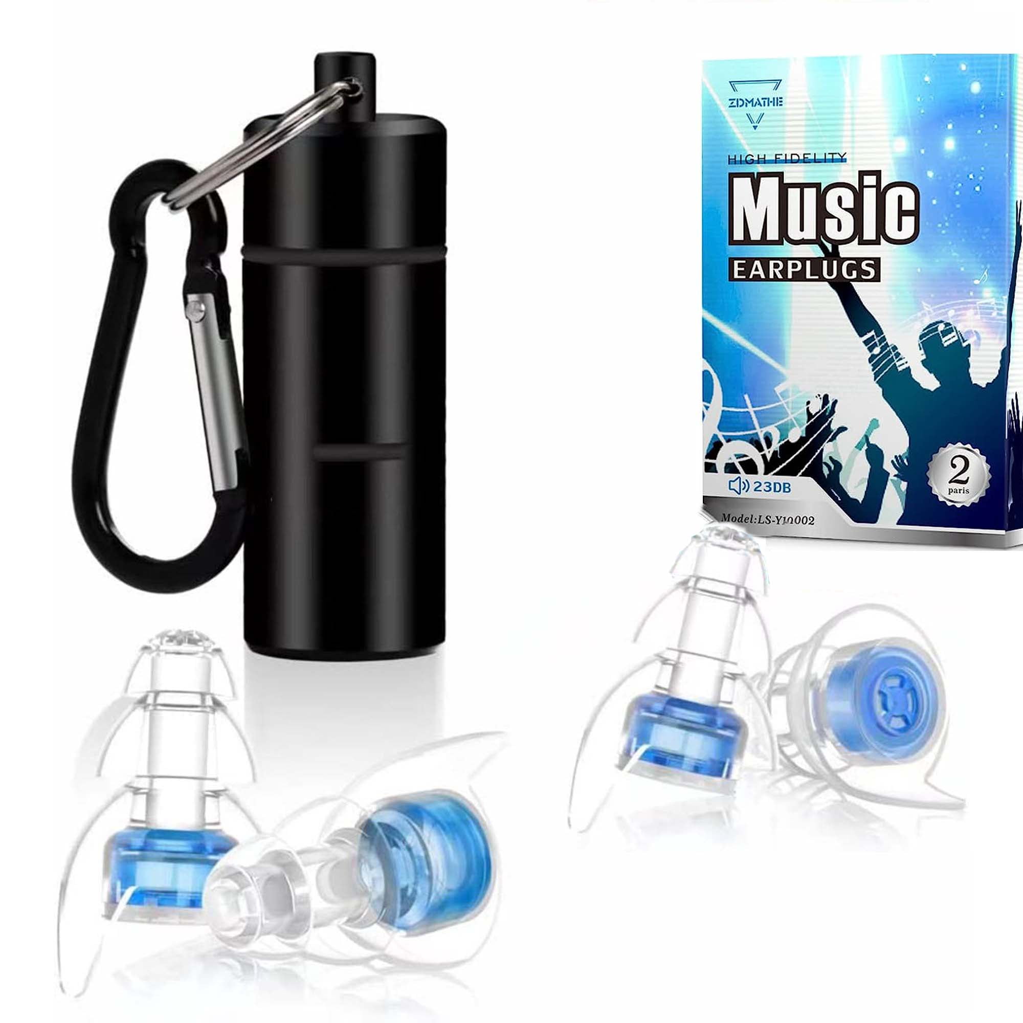 2 Pairs High Fidelity Concert Ear Plugs, Noise Reduction Music Earplugs