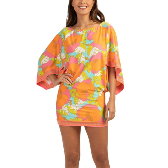 Trina Turk Women's Playa De Flor Floral Print Swim Tunic Cover-up-Orange / S