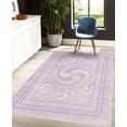 thumbnail image 4 of Geometric Decorative Rug, Whirling Look Abstract Circle Design Rounds Pattern in Soft Colors Print, Quality Carpet for Bedroom Dorm and Living Room, 6 Sizes, Mauve and Off White, by Ambesonne, 4 of 4